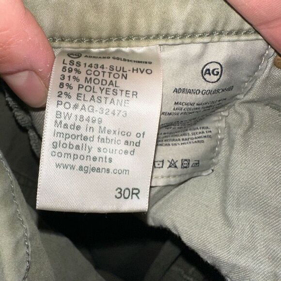 AG Adriano Goldshmeid khaki green The Prima 30 pants - Picture 3 of 4